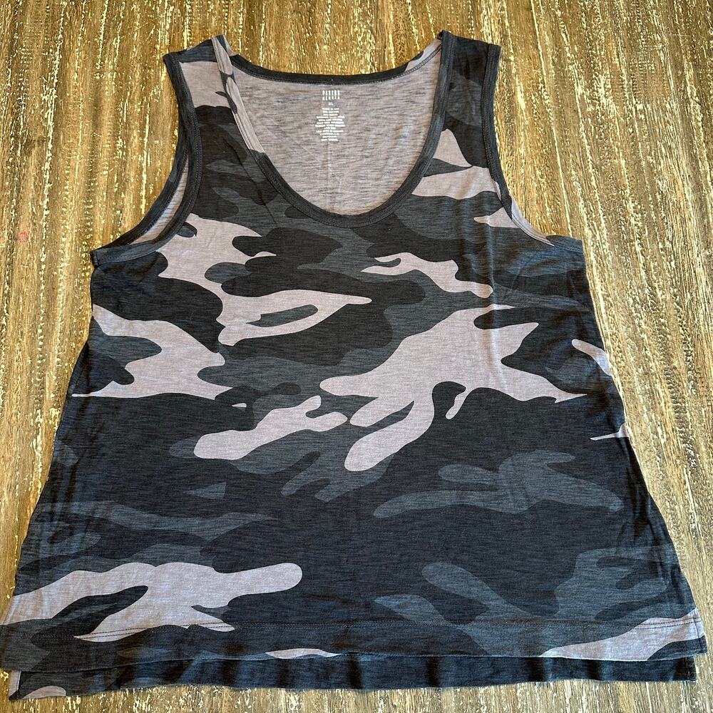 Peyton Jensen Cotton Modal Blend Tank Top Camo Gray Women’s Size XL